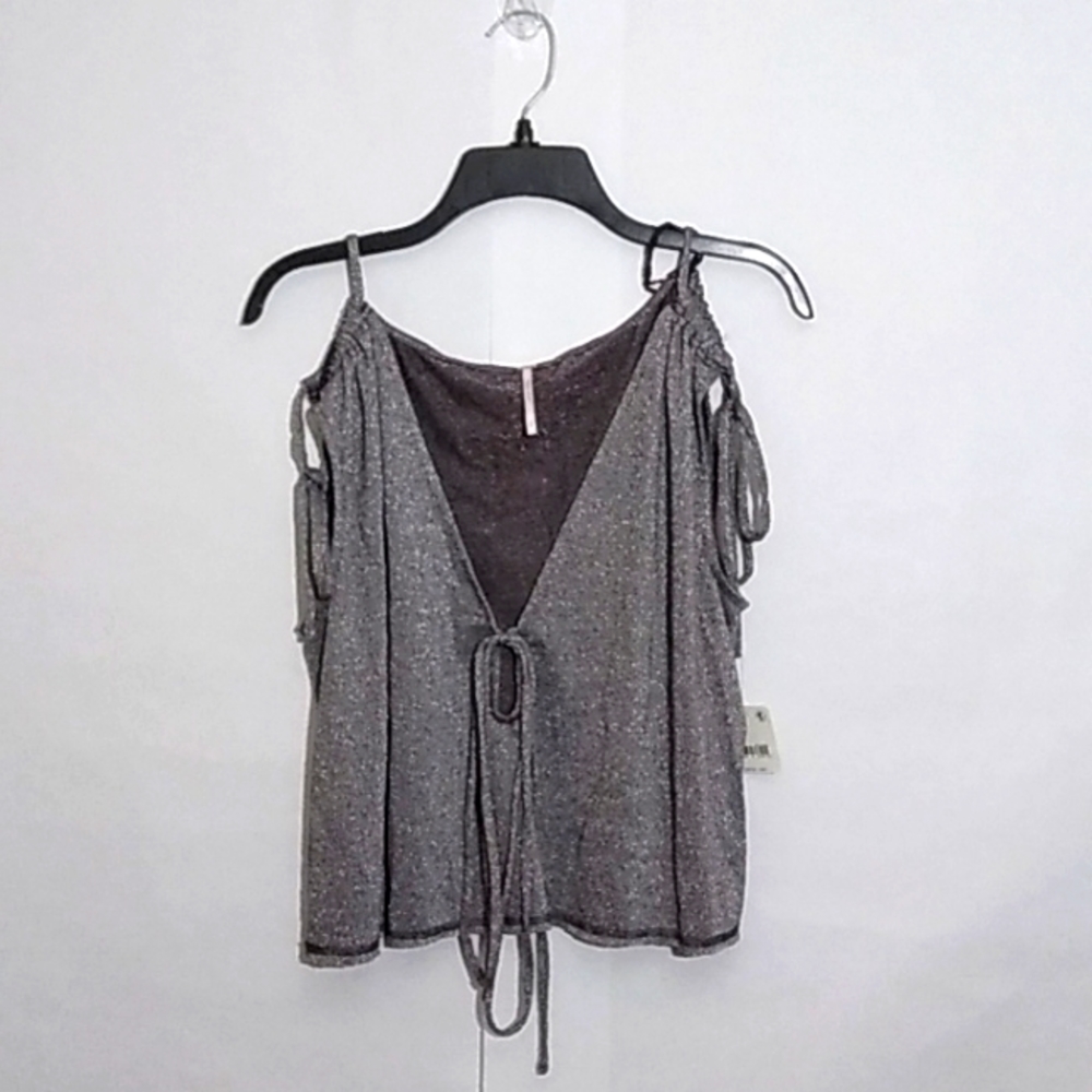 Free People Sparkle Cold-Shoulder V-Neck Top